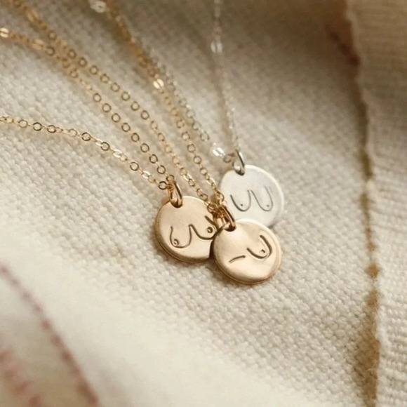 Teardrop Boobs Body Positivity Charm Disc Necklace - Picture 5 of 7